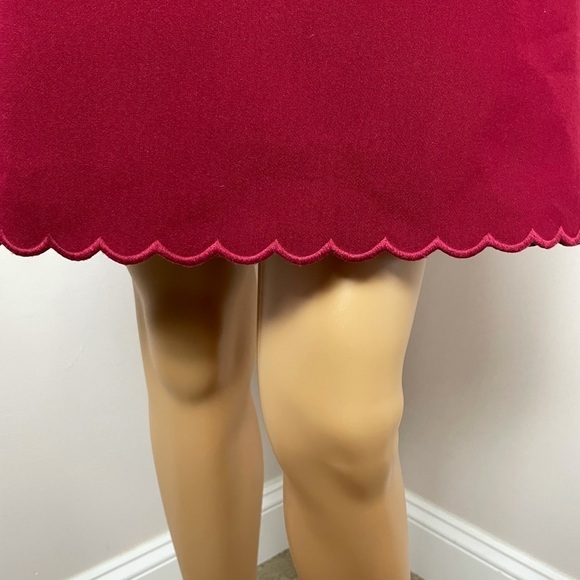 Kate Spade Burgundy Shift Dress – Scalloped Detail, Size 2 (Fits Small) - Picture 5 of 13